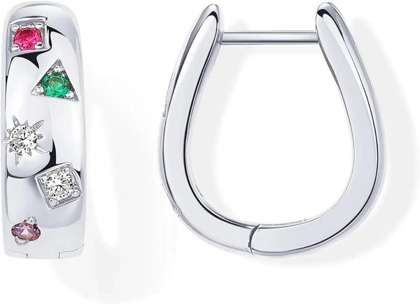 Aretes de Aro Huggie Gruesos con Circonia Cúbica