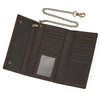 Vintage Leather Bifold Wallet with Metal Chain