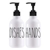A white bamboo pump dispenser bottle for dish and hand soap.