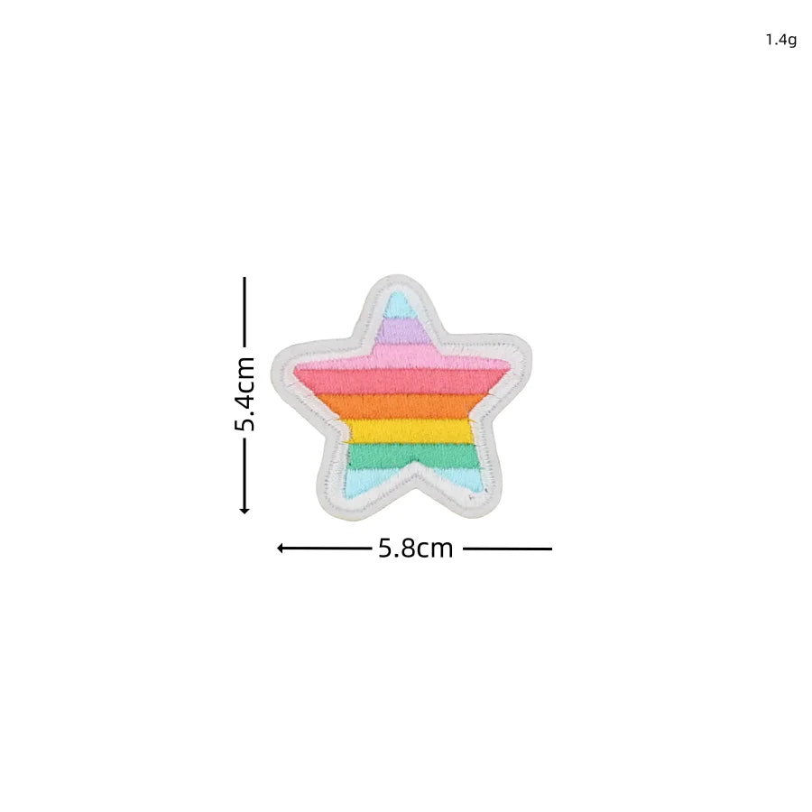 Rainbow Star & Heart Embroidered Iron-On Patches (Set of 10)