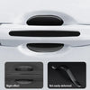 Close-up view of carbon fiber car door handle protector stickers showing night effect and non-deformable material.
