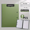 A green A3/A4 clip folder with two clips for vertical and horizontal filing.