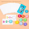 A fan of colorful arithmetic block cards for addition and subtraction learning tools.