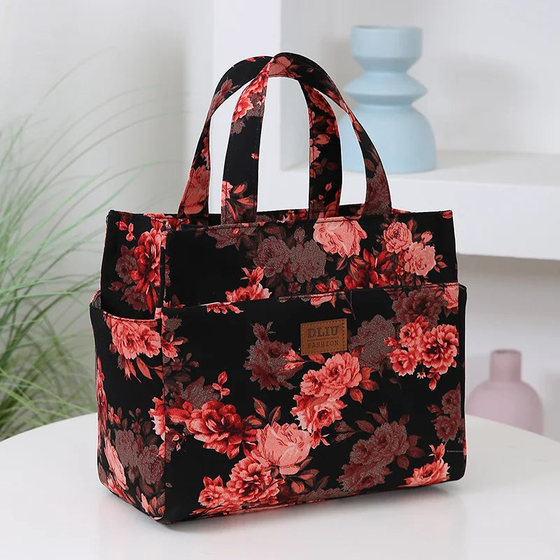 Large Capacity Canvas Tote Bag with Zipper Closure