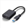Black USB 3.0 to HDMI adapter cable with a connector for external display.
