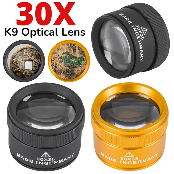 High-Powered 30X Magnifying Glass with K9 Optical Lens
