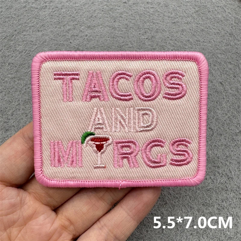 Pink Embroidered Iron-On Letter Patches for Clothing & Accessories