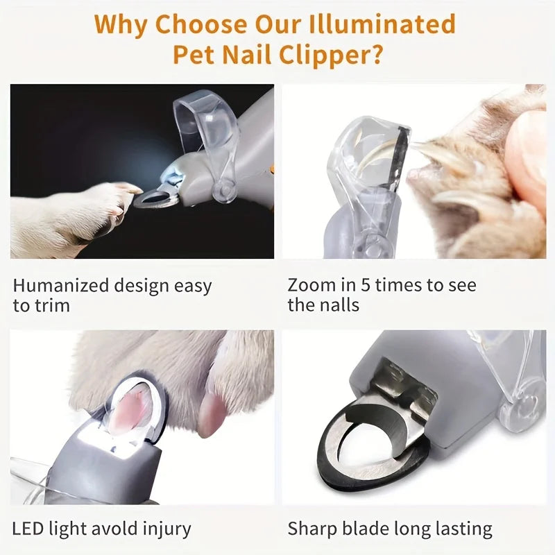 LED Pet Nail Clippers with Safety Light