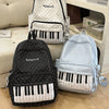 Polka Dot Backpack with Piano Key Design – Large Capacity Travel Daypack