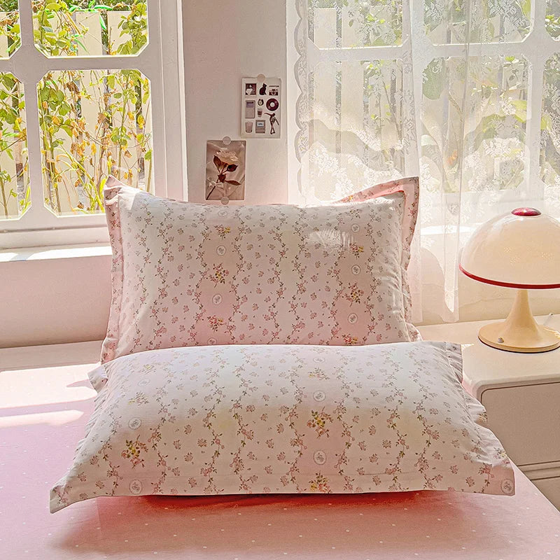 Floral Print 100% Cotton Duvet Cover Set with Two Pillow Shams