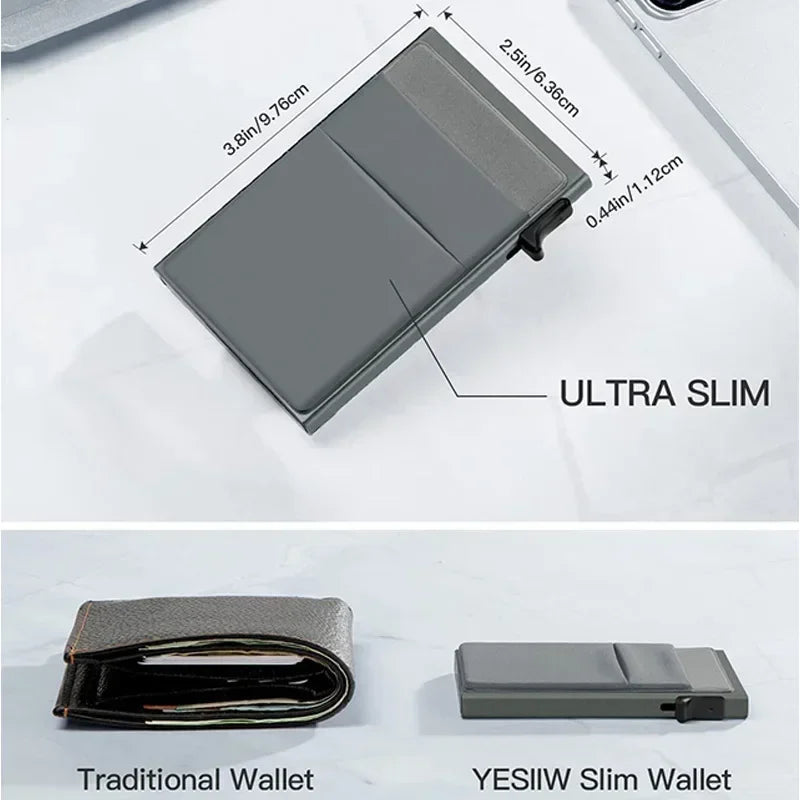 Slim RFID Blocking Metal Cardholder with Pop-Up Mechanism