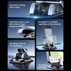 A rotating car dashboard phone mount with an anti-slip silicone base shown in various usage contexts.