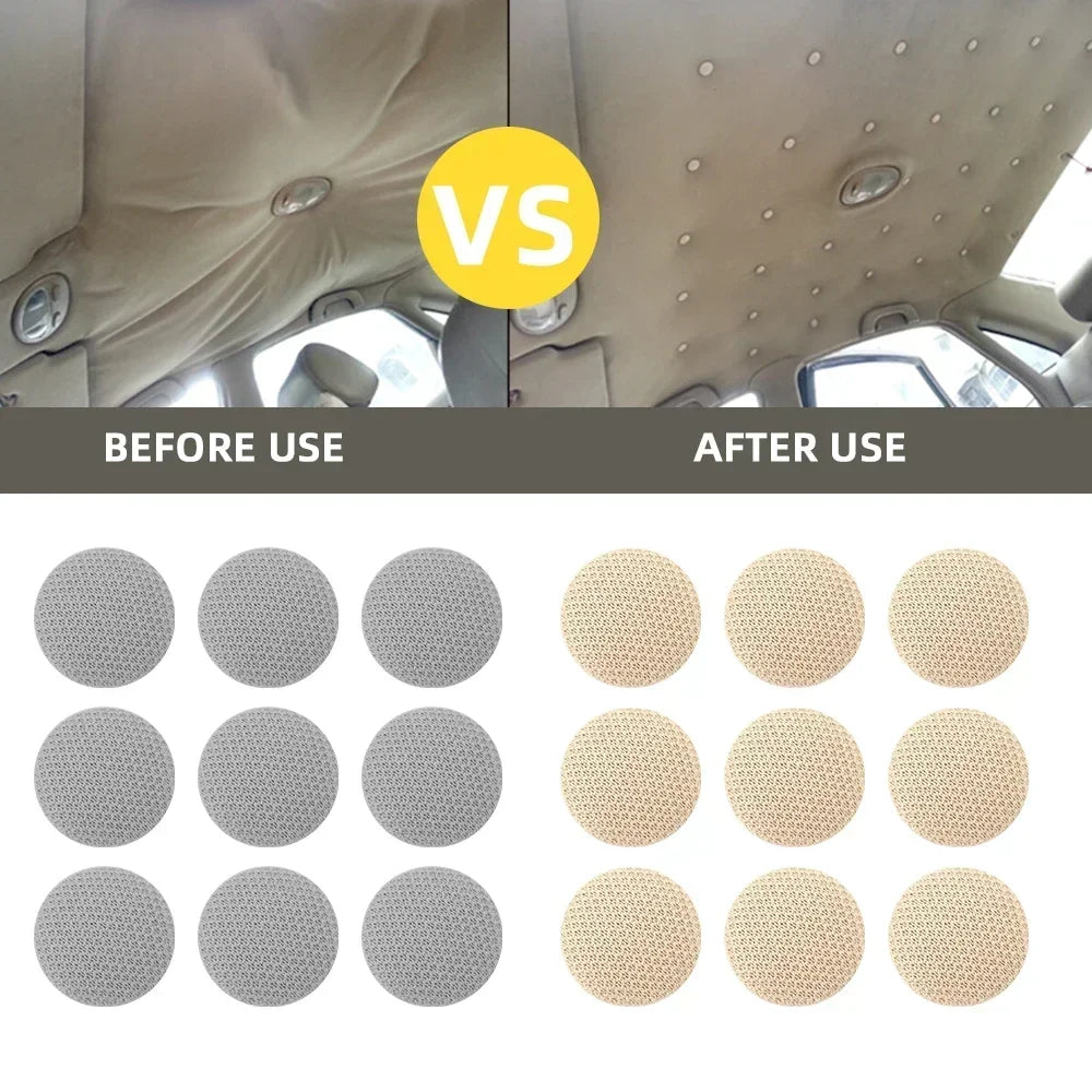 Comparación del kit de hebilla para fijar el techo de un coche antes y después de usarlo.