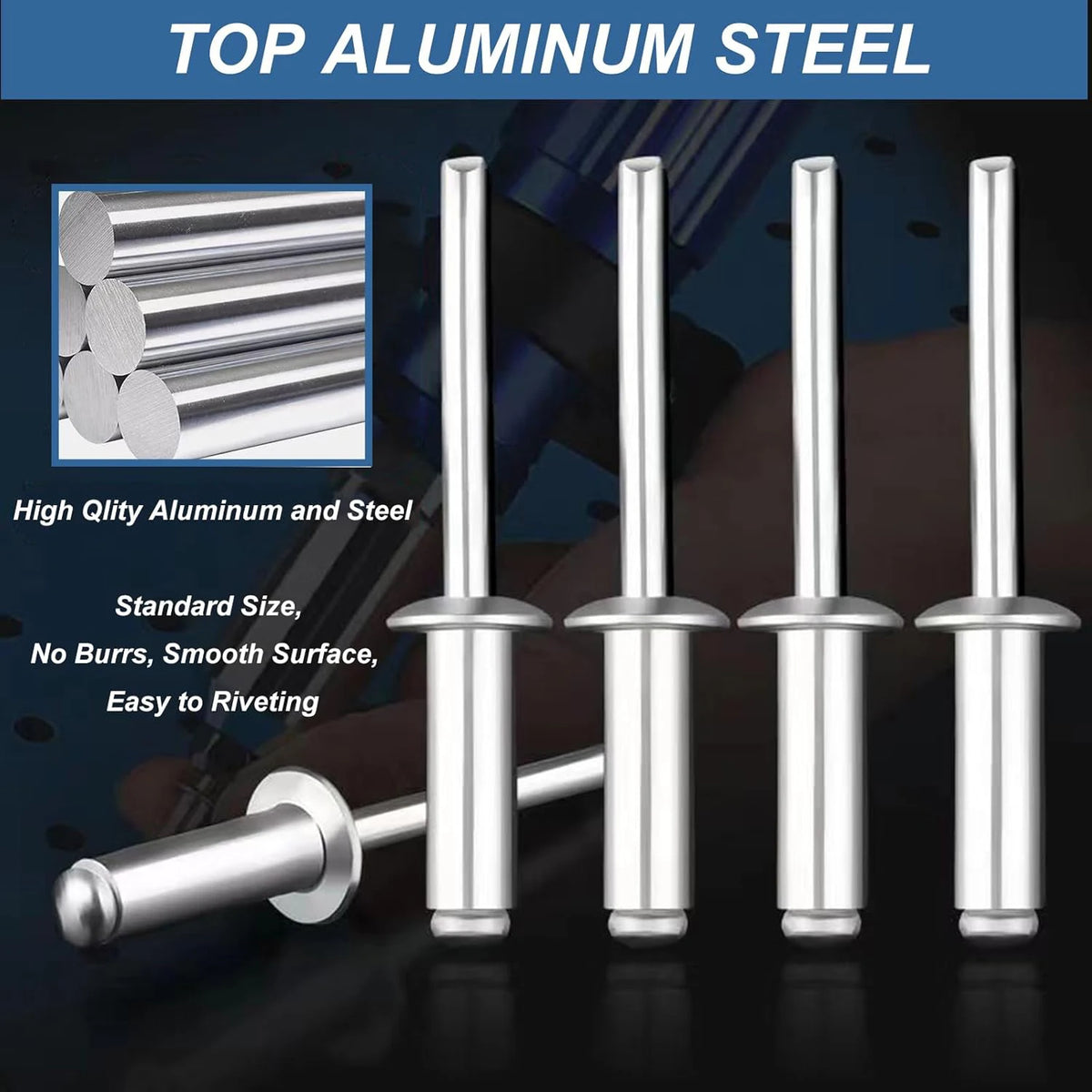 Aluminum Pop Rivets Assortment Kit – 14 Sizes, 120/200 Count