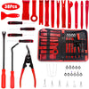 A collection of 38 car trim removal tools in red and black housed in a storage pouch.