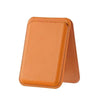 A tan leather wallet case with a magnetic closure and kickstand for an iPhone.