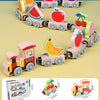 Montessori Magnetic Wooden Train Set with Animal & Vehicle Carriages