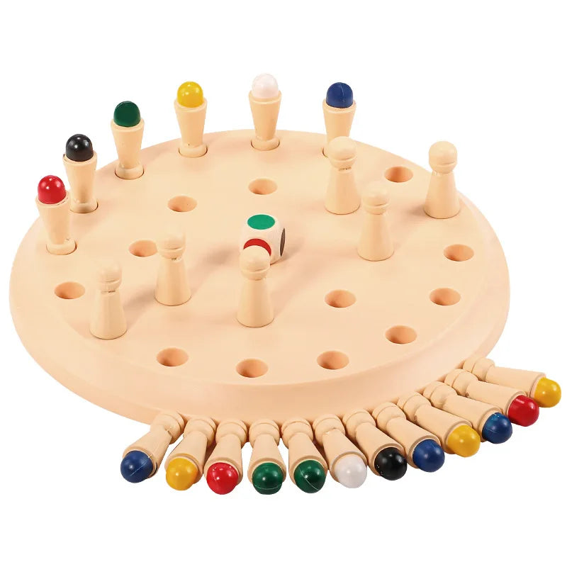 Wooden Memory Match Stick Chess Game – Montessori Color Matching Board Game