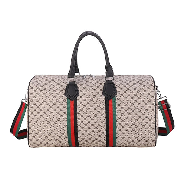 Large Capacity Women's Travel Duffel Tote with Plaid Design