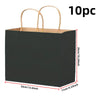 A black kraft paper gift bag with natural twine handles, shown from the side.