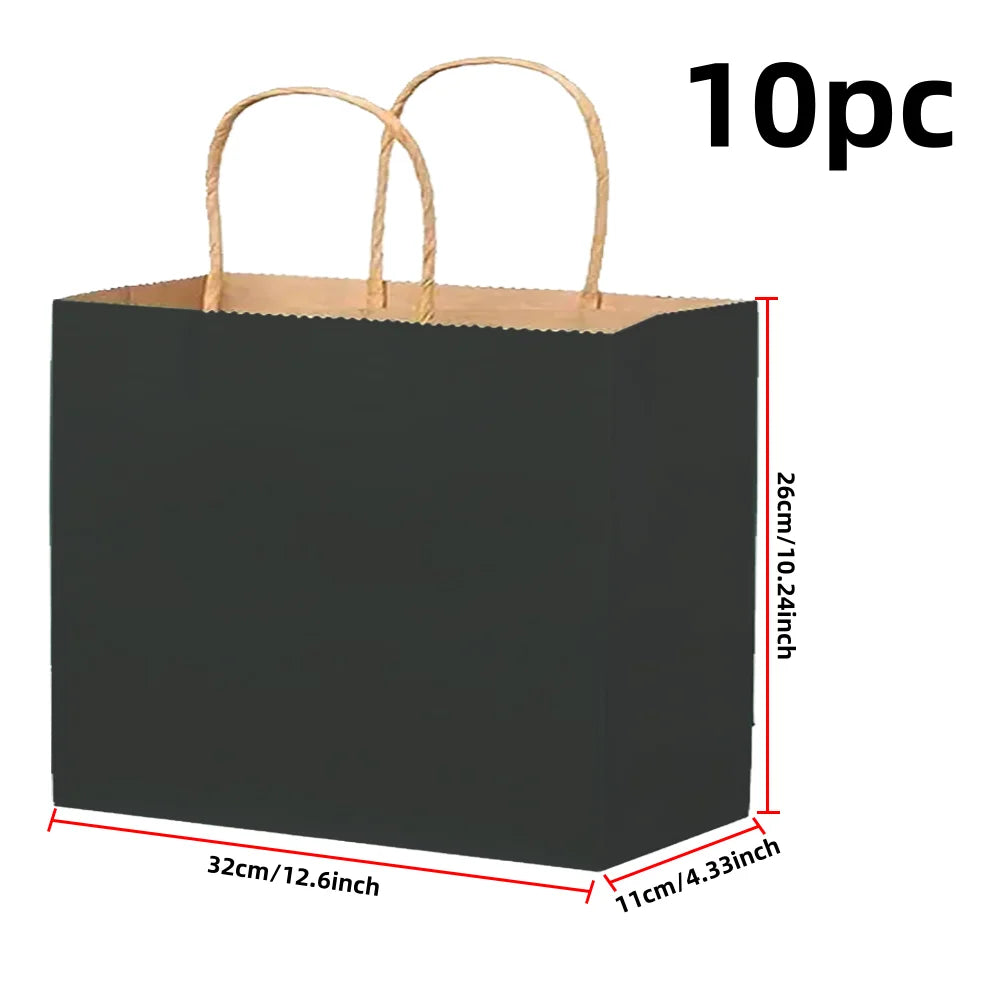 A black kraft paper gift bag with natural twine handles, shown from the side.