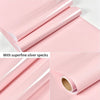 Rolls of glitter pink peel-and-stick vinyl contact paper with silver specks shown in various angles