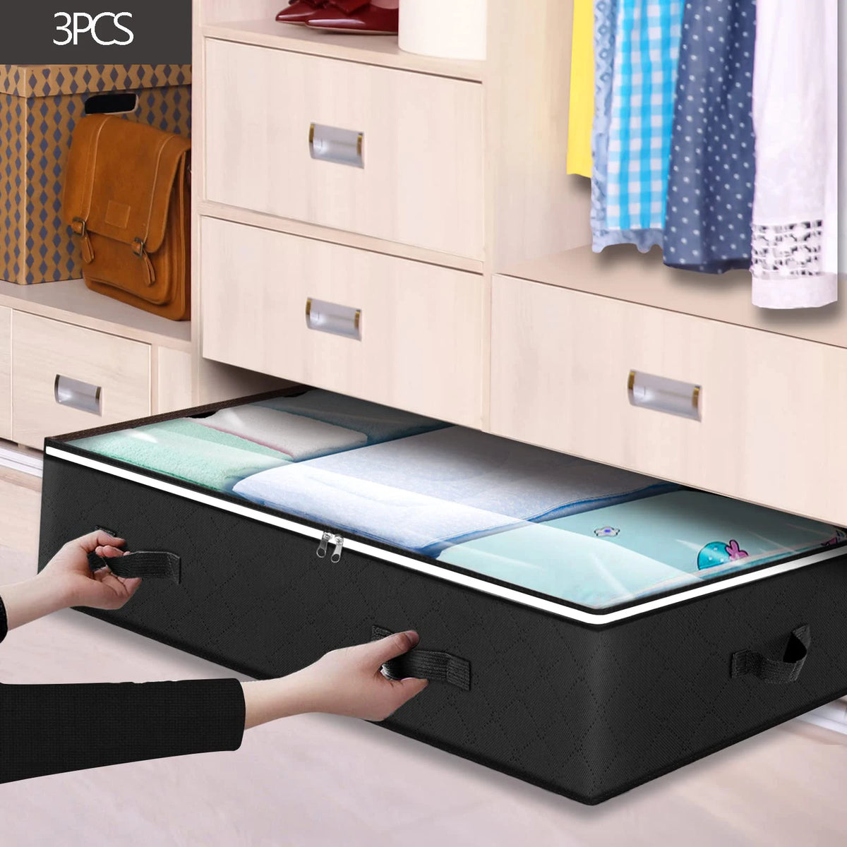 Under Bed Storage Containers with Clear Window (3-Pack)