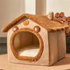 Lit Grotte Rétractable pour Animaux avec Housse Amovible et Lavable