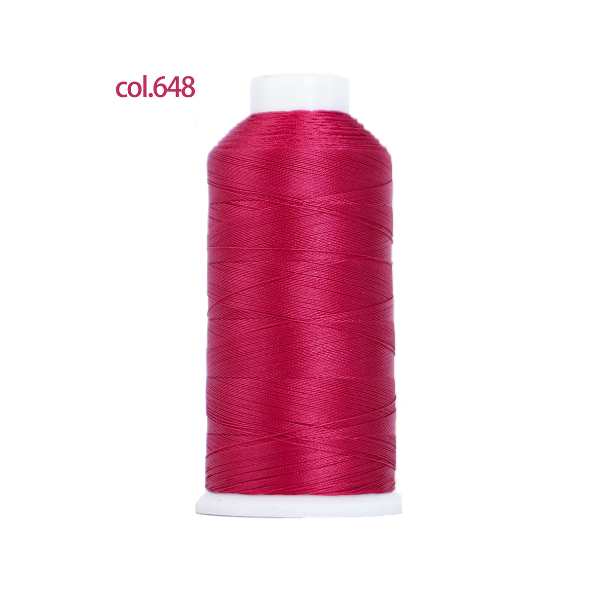 A spool of magenta heavy-duty nylon bonded thread labeled col.648.