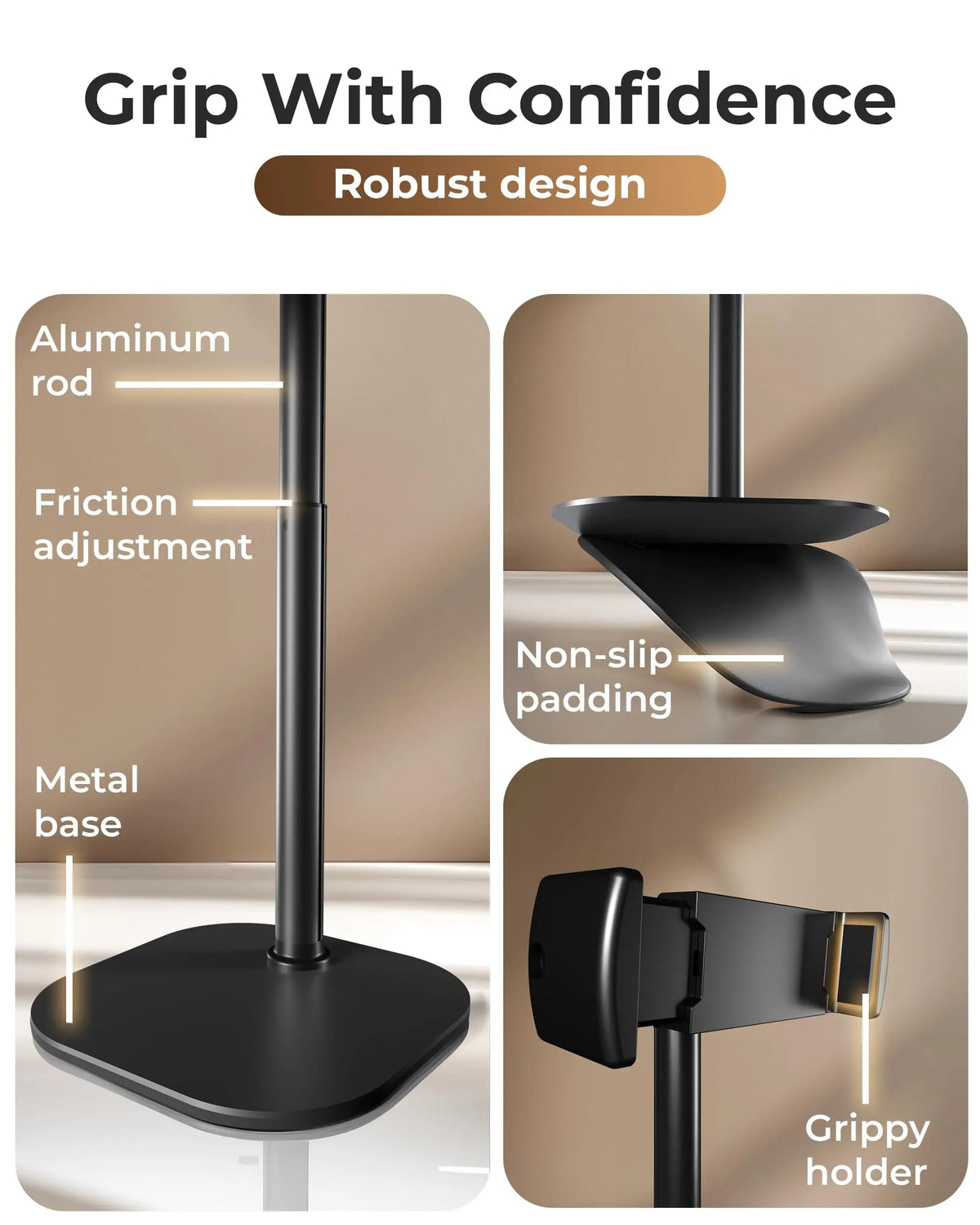 Adjustable Aluminum Phone Stand for Desk with 360° Rotation