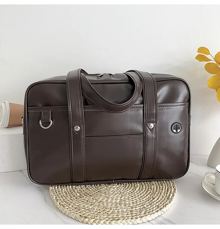 Japanese Preppy PU Leather Shoulder Bag