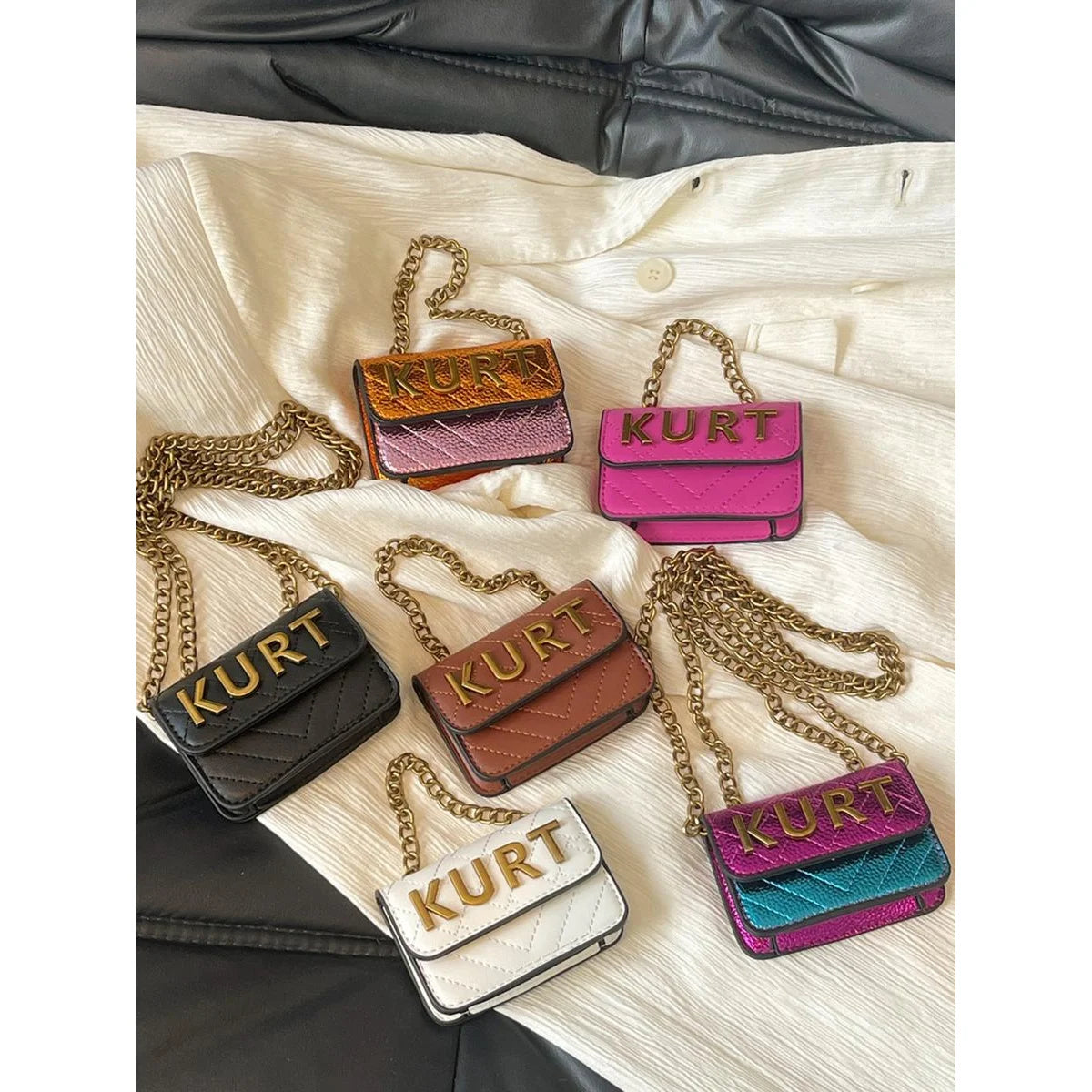 Mini Magnetic Crossbody Bag with Letter Flap and Chain Strap