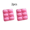 Two pink silicone molds with six cavities each for soap, baking, and DIY crafts
