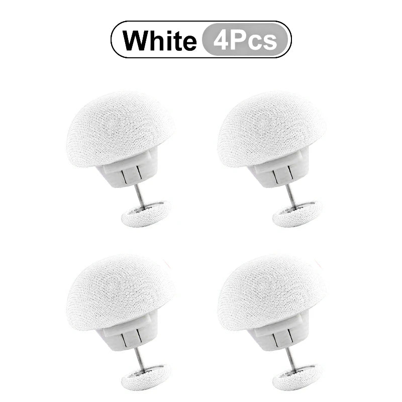 Four white anti-slip bedsheet quilt clips shown individually.