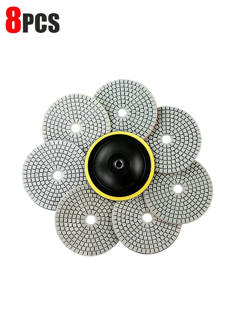 4-Inch Diamond Polishing Pads with Backer Pad (50-3000 Grit)