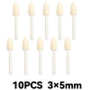 Ten pieces of beige wool felt polishing wheels with 3mm shafts for rotary tools