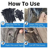 Instructions showing how to use self-locking nylon cable tie buckles for repairs, including taking out the tie and cutting of