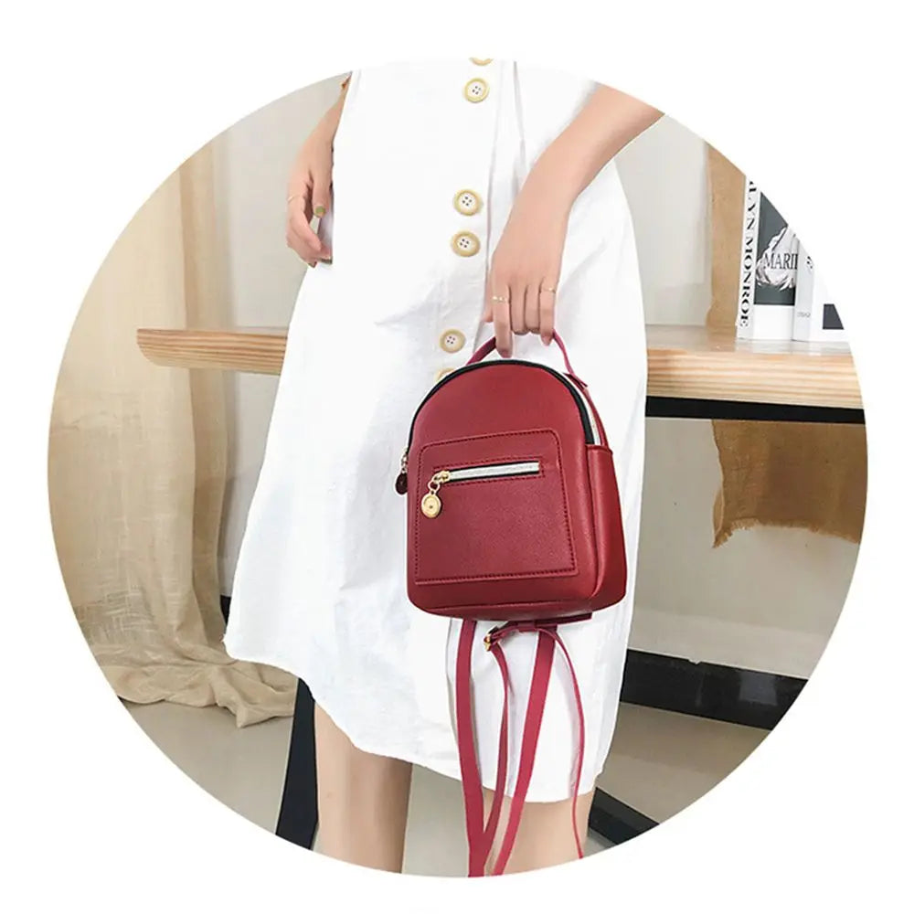 Mini Waterproof PU Backpack for Women