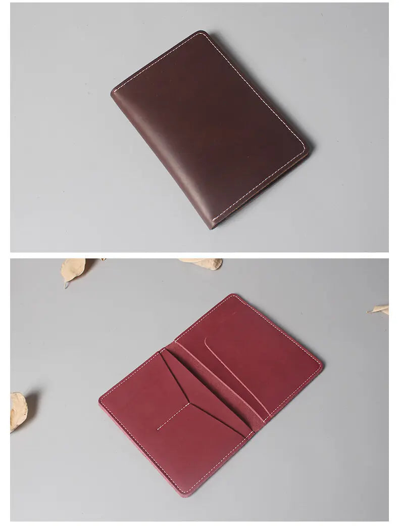 Genuine Leather Passport Holder with Card Slots