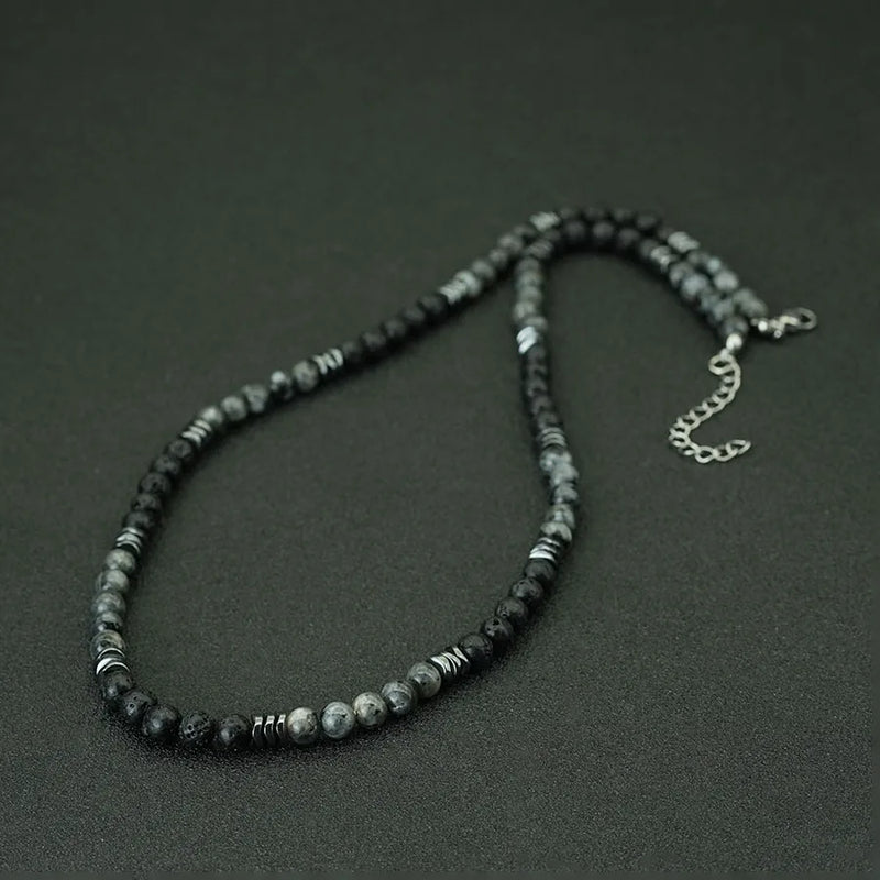 Tiger's Eye & Lava Stone Beaded Necklace