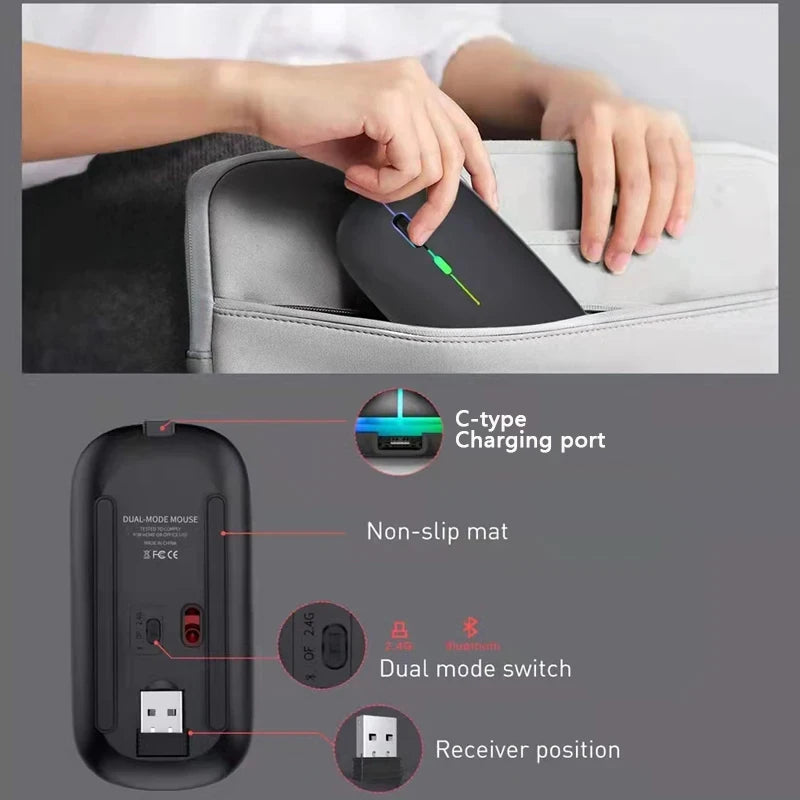 Souris sans fil ergonomique avec éclairage RGB