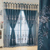Nordic Embroidered Flower Double-Layer Curtain with Sheer Backing