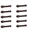 Five black child safety cabinet locks for drawers and doors shown in various orientations.