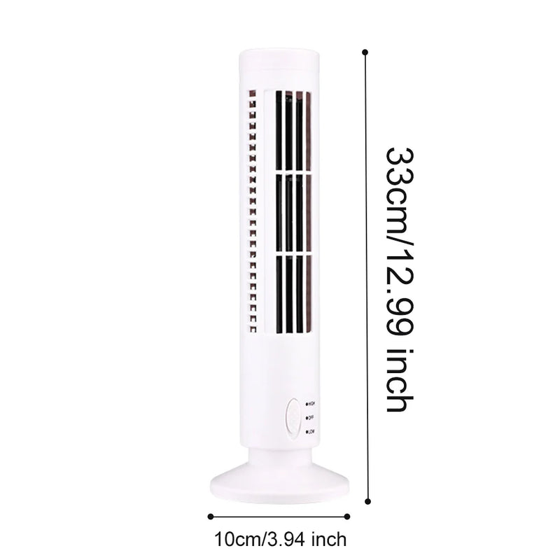 Compact Bladeless Tower Fan with USB Power