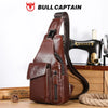 Men's Genuine Leather Sling Backpack with USB Charging Port