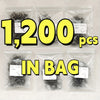 A bag of 1,200 corner staples and flat staples for plastic bumper repair.