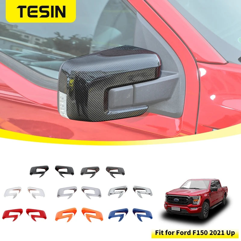 Carbon Fiber Look Mirror Cover for Ford F-150 (2021-2025)