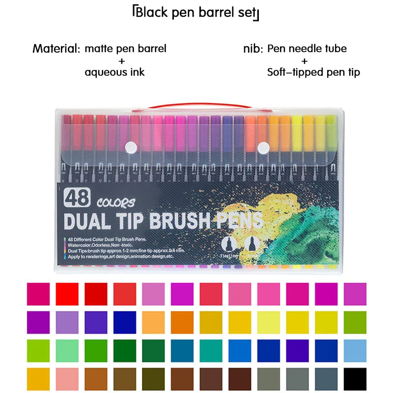 Dual Tip Watercolor Art Markers - 12 Color Set