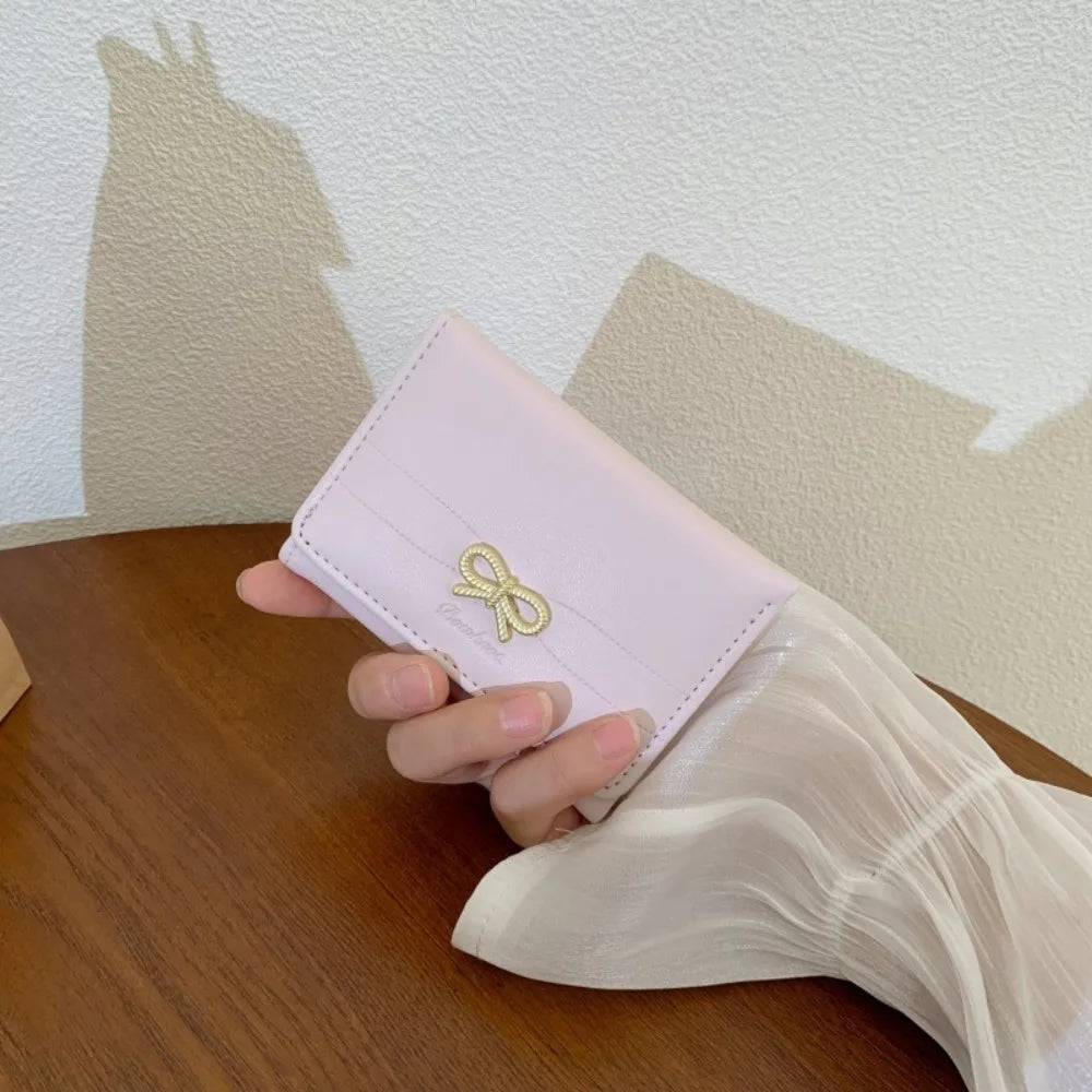 Compact Bow Tri-Fold Wallet with Multiple Card Slots