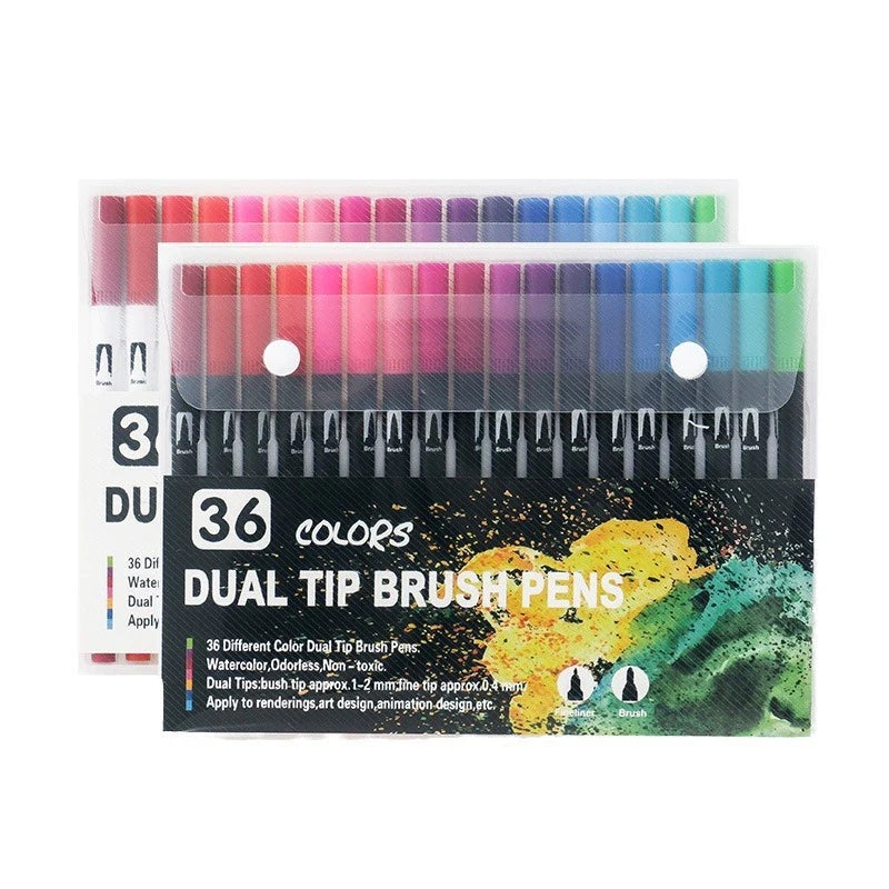 Dual Tip Watercolor Art Markers - 12 Color Set
